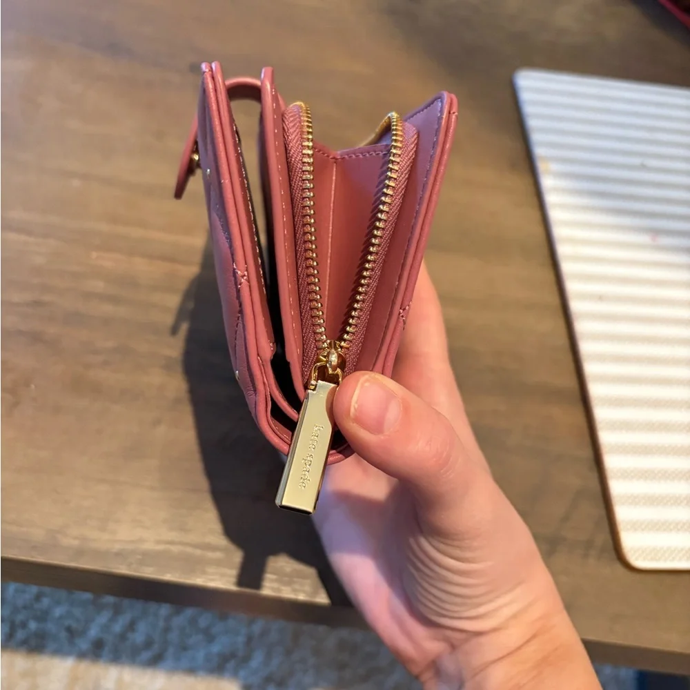 Kate Spade Carey Quilted Studded Medium Bifold Wallet in Pomegranate - Picture 3 of 7